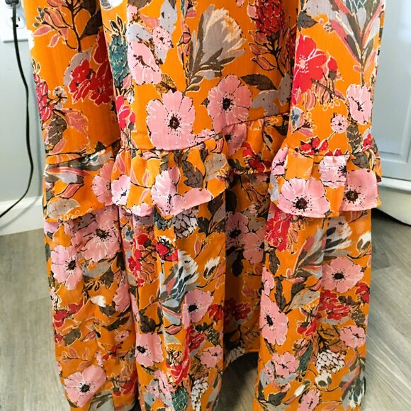 Kate & Sam Maxi Dress Sz XXL Tiered Floral Lined Long Sleeve Maxi Dress NWT - Picture 6 of 8